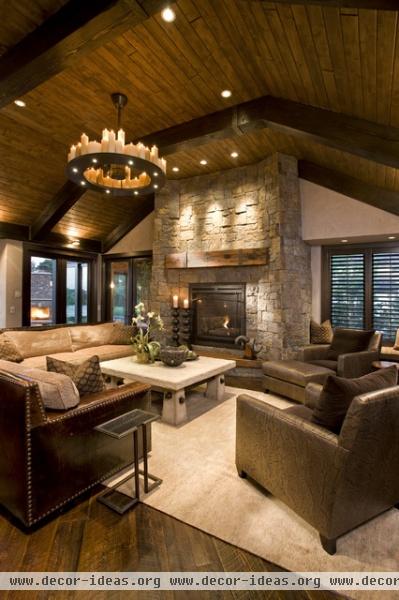 Rustic Family Room - traditional - family room - minneapolis