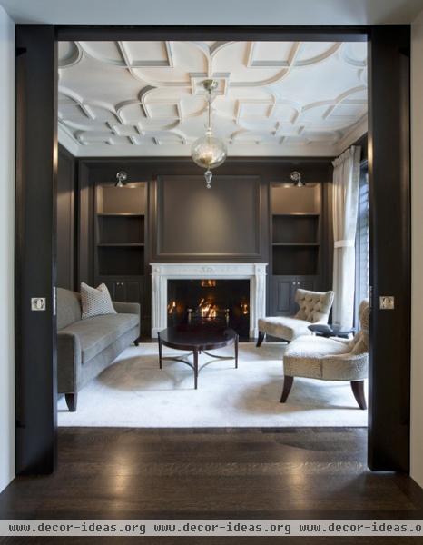 Salon with Custom Plaster Ceiling - traditional - living room - chicago