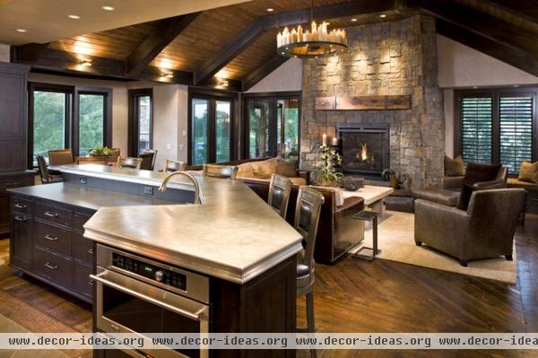 Rustic Family Room - traditional - family room - minneapolis