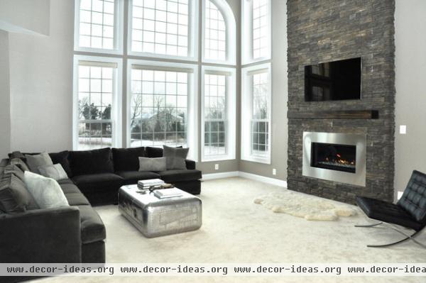 Stone Fireplace Renovation - modern - living room - dc metro