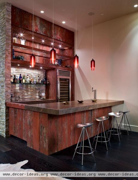 Bar next to media room - contemporary - media room - las vegas