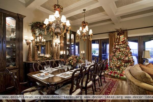 Traditional Christmas Living and Dining Room - traditional - dining room - austin