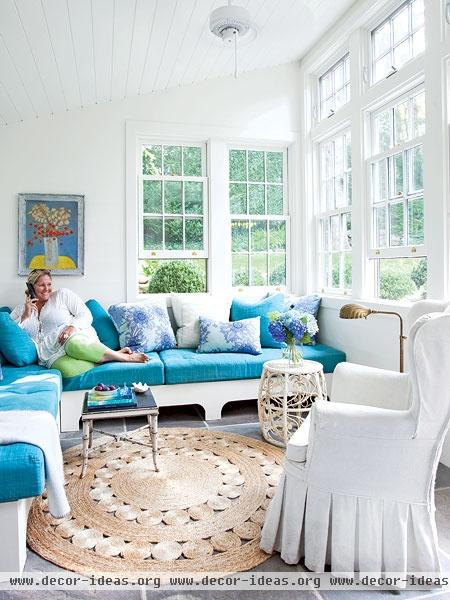 Blue and White Sunroom