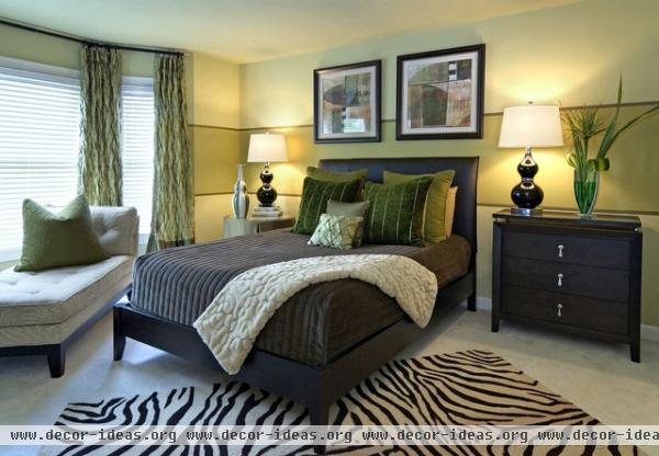 Calming green master bedroom - contemporary - bedroom - portland