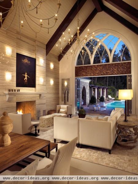 Pool House & Wine Cellar - modern - living room - nashville