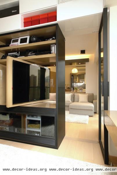 Metal timber Apartment - contemporary - family room - hong kong