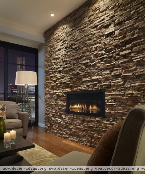 Eldorado Stone, Castaway Stacked Stone - contemporary - living room - new york
