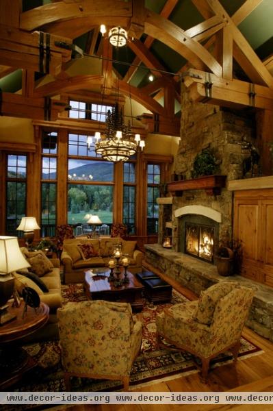 storm mountain ranch house - traditional - living room - denver