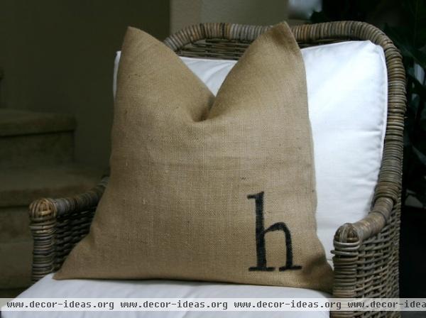 Burlap pillows - eclectic - living room - orange county
