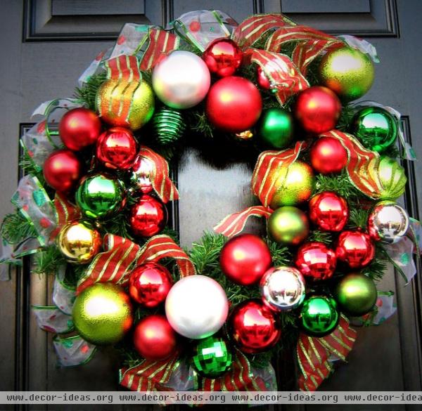 Wreath Made Of Ornaments & Ribbon - traditional - - dc metro Wreath Made Of Ornaments & Ribbon - traditional - - dc metro