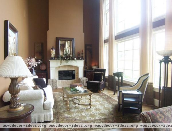Two story window treatment - traditional - living room - other metro