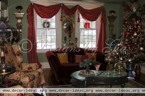 Tapestry Christmas Stockings - traditional - family room - boston