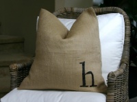 Burlap pillows - eclectic - living room - orange county