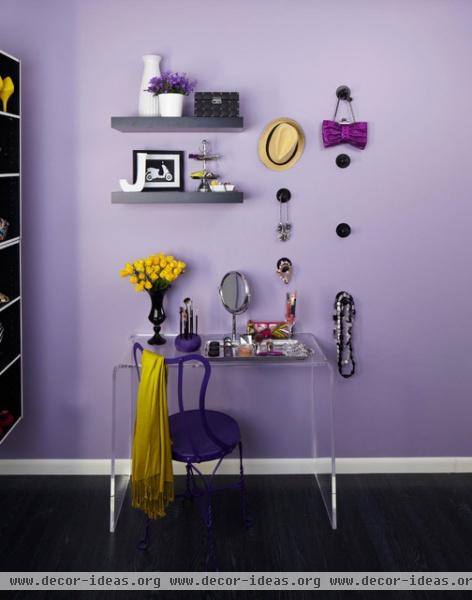 Purple Nook with Space-saving Organizers - contemporary - bedroom - other metro Purple Nook with Space-saving Organizers - contemporary - bedroom - other metro