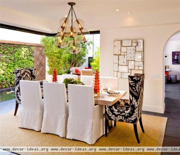 Dramatic Transitional Dining Room by Donna Puzifera