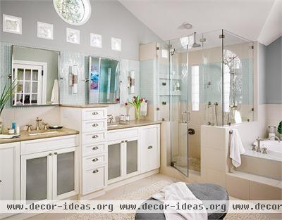 Light Transitional Bathroom by Laura Britt