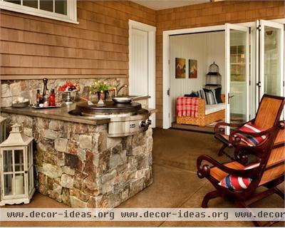Relaxing Transitional Outdoor Kitchen by Garrison Hullinger