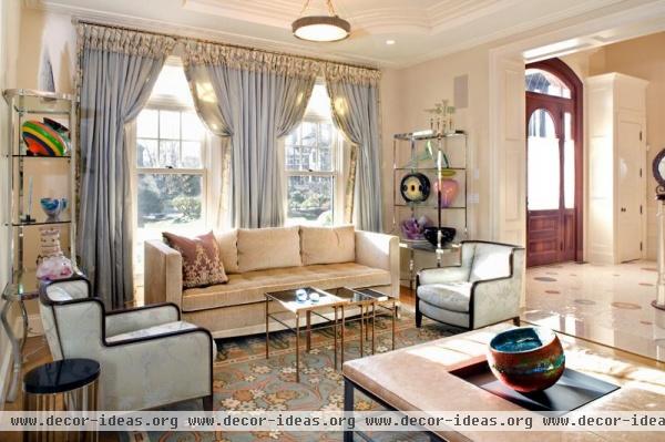 Open Transitional Living Room by Irwin Weiner