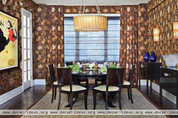 Dramatic Transitional Dining Room by Evelyn Benatar Dramatic Transitional Dining Room by Evelyn Benatar