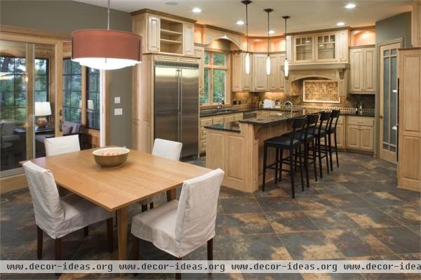Dramatic Transitional Kitchen by Kim Schmidt