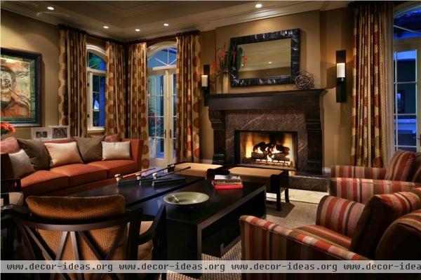 Dramatic Transitional Living Room by Michael Abrams