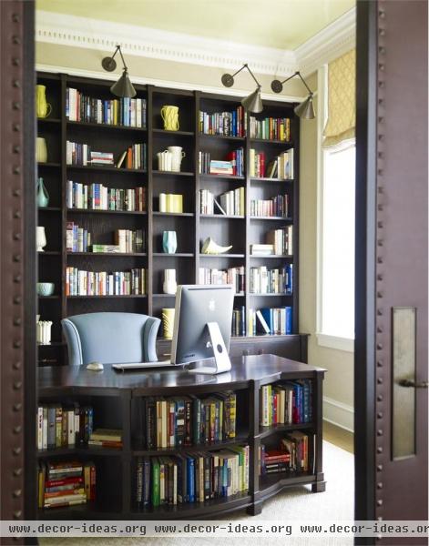 Stately Transitional Home Office by Gideon Mendelson