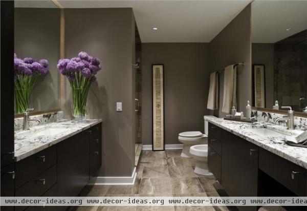 Dark Contemporary Bathroom by Susan Fredman