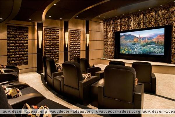 Dark Contemporary Media Room by Lori Carroll