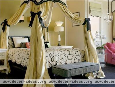 Dramatic Transitional Bedroom by Linda Allen