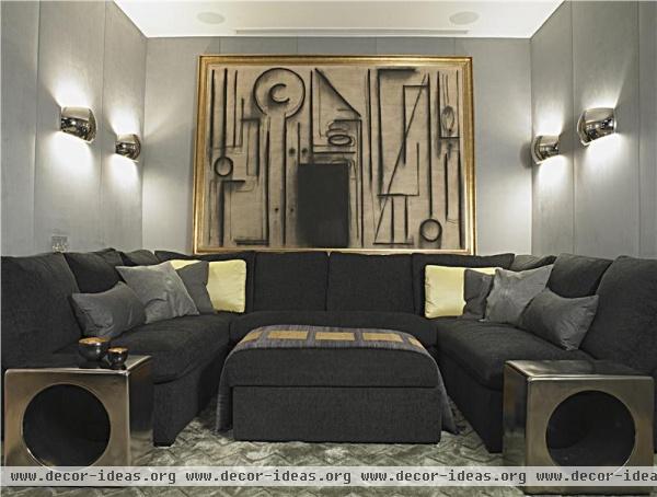 Dramatic Transitional Living Room by Deborah Wecselman