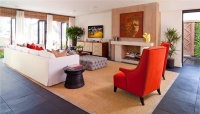 Dramatic Transitional Living Room by Donna Puzifera