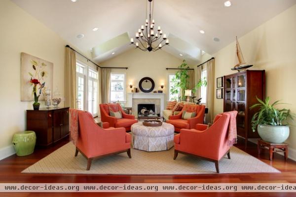 A pop of orange - traditional - living room - los angeles A pop of orange - traditional - living room - los angeles