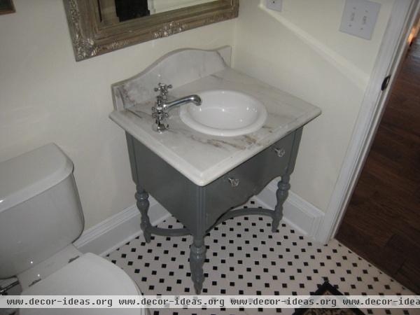 traditional bathroom by swanky couch