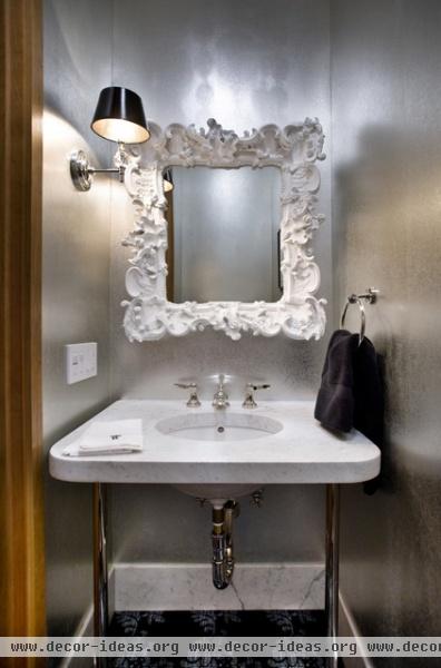 traditional powder room by lisa rubenstein - real rooms design