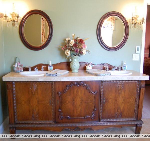 Antique Sideboard Buffet turned into Double Sink Vanity - traditional - bathroom - other metro Antique Sideboard Buffet turned into Double Sink Vanity - traditional - bathroom - other metro