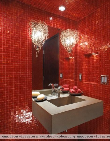 Oceanside Glasstile Red 777 Bath - modern - bathroom - san diego