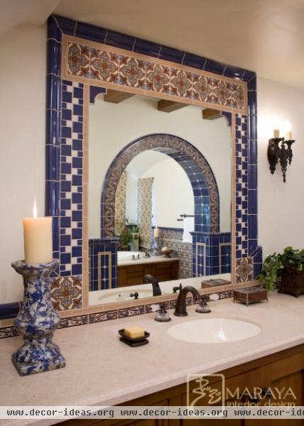 Spanish Tiled Bath - mediterranean - bathroom - santa barbara