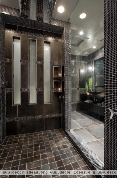 Contemporary black and gray master bathroom - contemporary - bathroom - phoenix