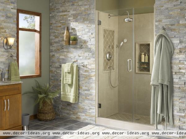 Shower Alcove with Natural Accents - tropical - bathroom - other metro