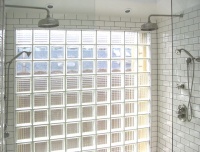 Double shower heads provides spray for two. - eclectic - bathroom - san francisco