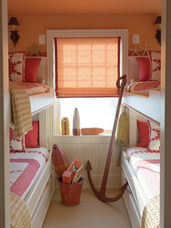 Kids' Room with Trundle Bunk Beds and Seaside Decorations : Designers' Portfolio