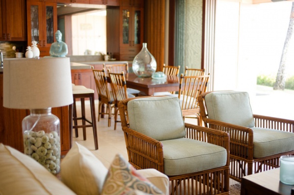 beach style living room by Ashley Camper Photography