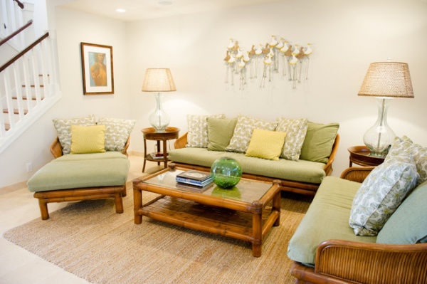 beach style living room by Ashley Camper Photography