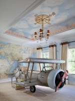 Children's Room with Map Murals, Airplane Bed & Compass : Designers' Portfolio