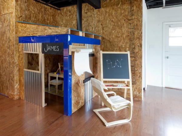 Industrial Style Basement With Kids Playhouse : Designers' Portfolio