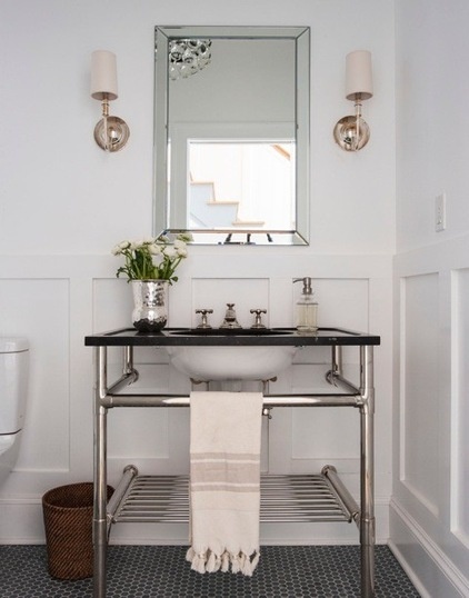 Transitional Powder Room by victoria kirk interiors