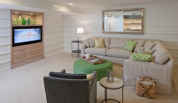 Beach Style Basement by Francesca Owings Interior Design