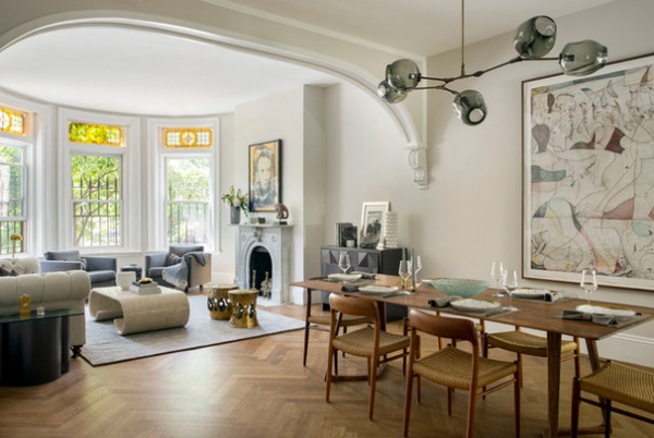 Transitional Dining Room by Tanya Capaldo Designs