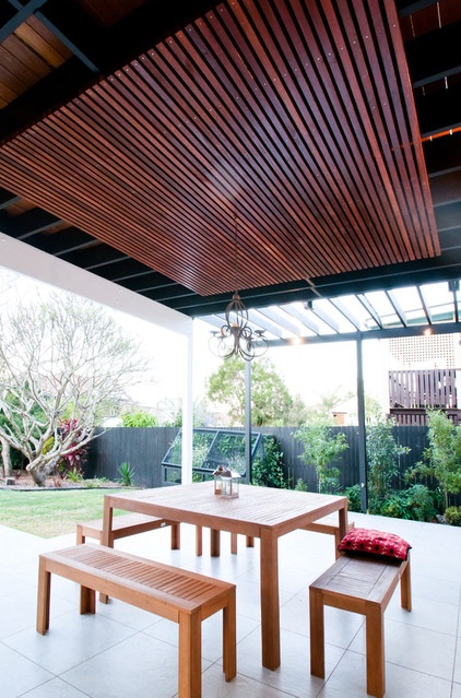 Transitional Patio by Harris Designs