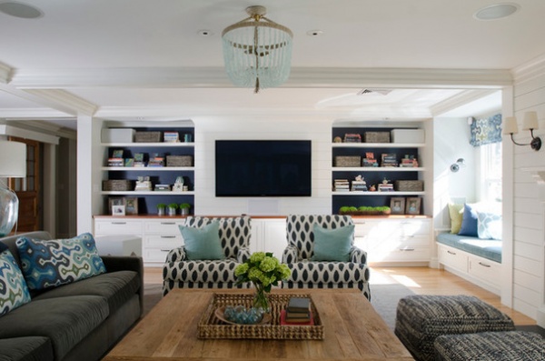 Beach Style Family Room by Kristina Crestin Design